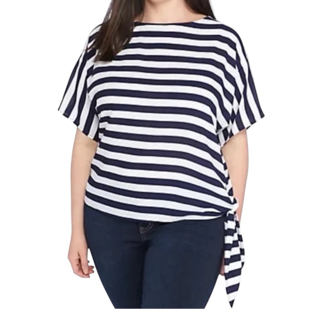 Michael Kors- Large- Stripe Shirt with Tie on the Side - nautical aesthetic–Used